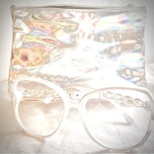 🌈Ipsy Reflective Zip Purse & 👓Accessory White Rope Glasses Set